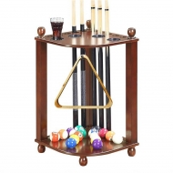 Regent Corner Floor Cue Rack - Walnut Finish